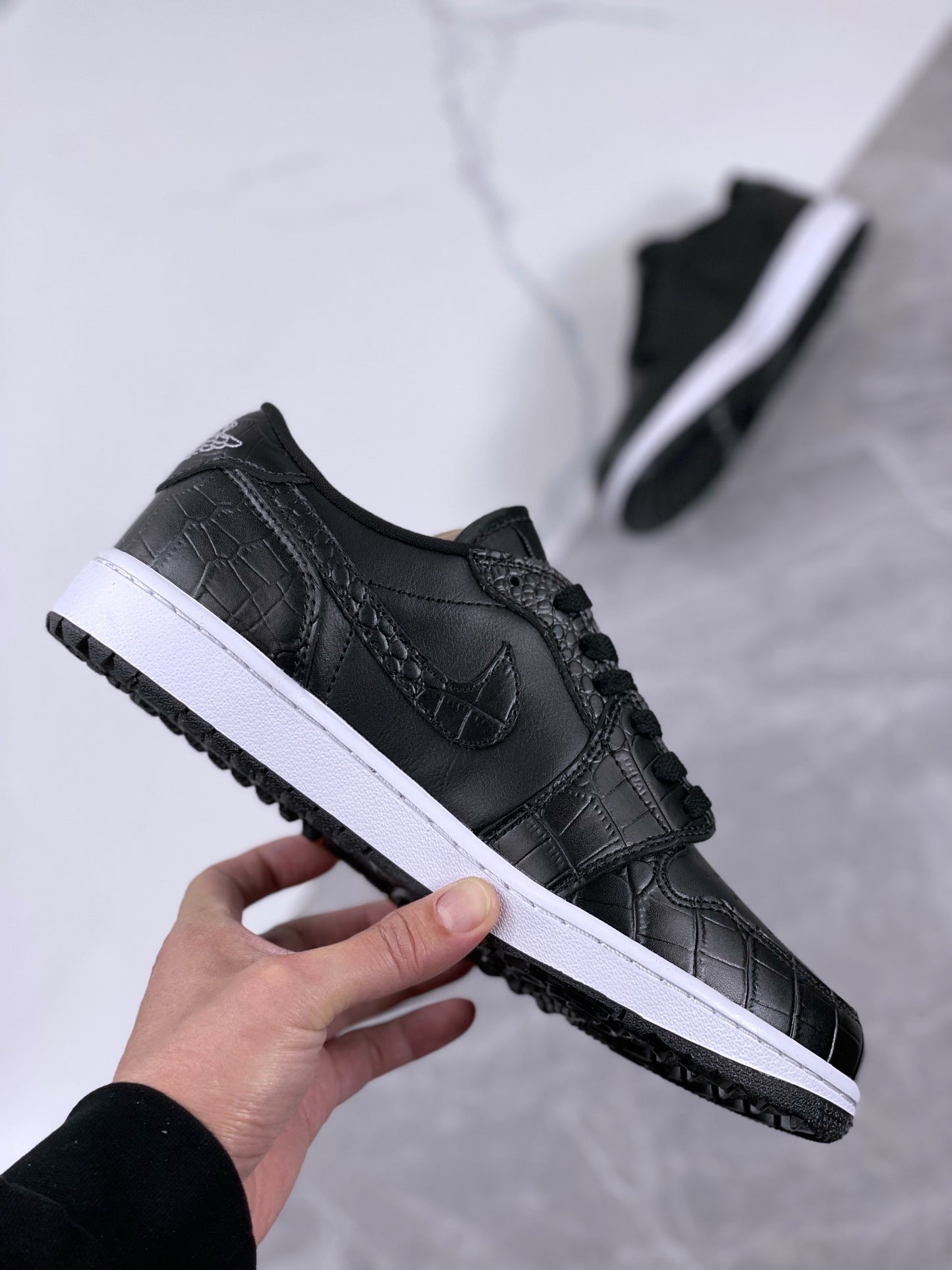 Air Jordan 1 Low Gold “Triple Black Croc”