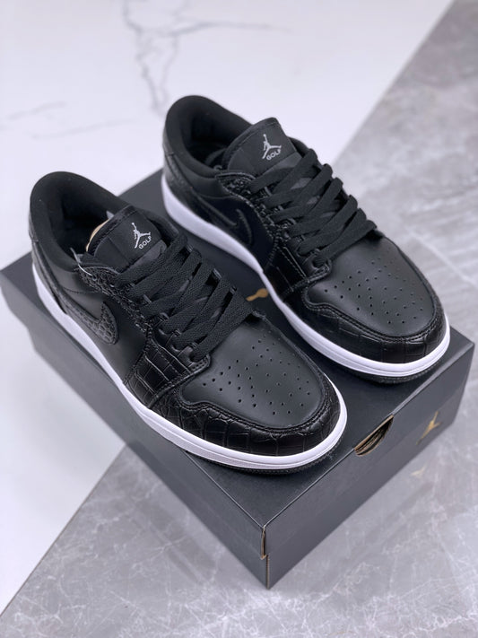 Air Jordan 1 Low Gold “Triple Black Croc”